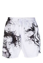 Plein Sport graphic-print drawstring swim shorts - Bianco