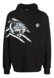 Plein Sport Tiger-print cotton hoodie - Nero