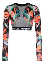 Plein Sport botanical-print long-sleeve compression top - Nero