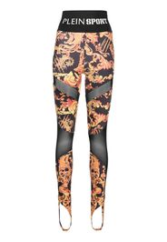 Plein Sport Baroque-print cotton leggings - Nero