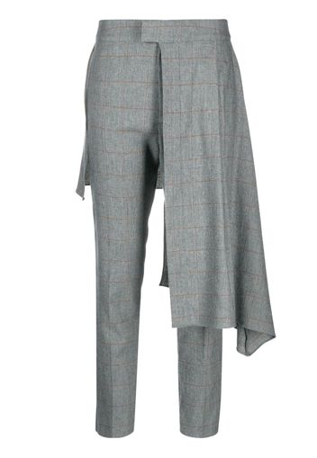 PNK checked draped-detailing tailored trousers - Verde