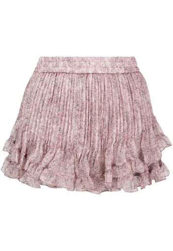PNK floral-print ruffled silk mini shorts - Rosa