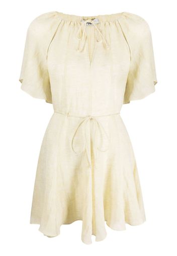 PNK flared linen minidress - Giallo