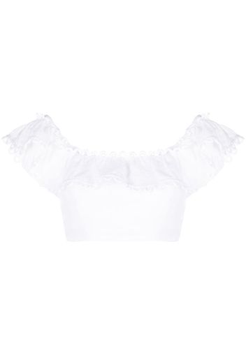 PNK off-shoulder linen crop top - Bianco