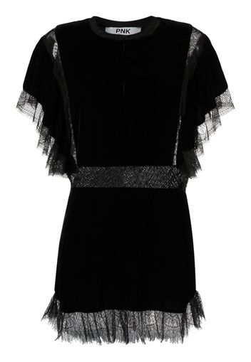 PNK lace-panelling velvet minidress - Nero