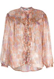 PNK floral-print semi-sheer silk shirt - Marrone