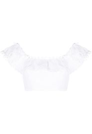 PNK off-shoulder linen crop top - Bianco