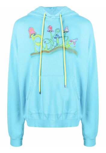 POLITE WORLDWIDE graphic-print rib-trimmed hoodie - Blu