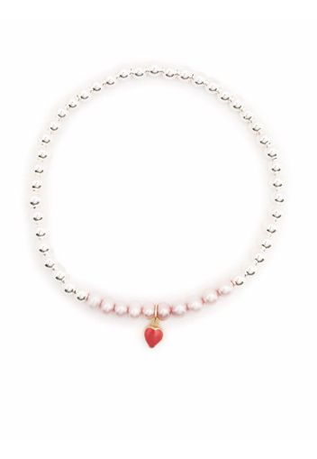 POLITE WORLDWIDE heart charm beaded bracelet - Argento