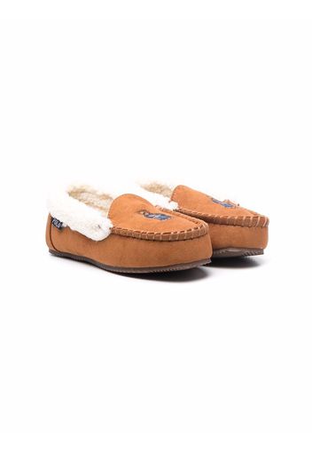 Polo Ralph Lauren Kids logo-embroidered slippers - Marrone