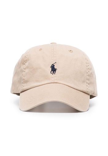 beige logo embroidered cotton cap