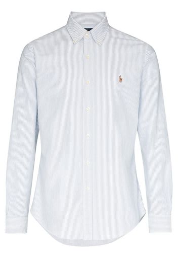 logo-embroidered striped shirt