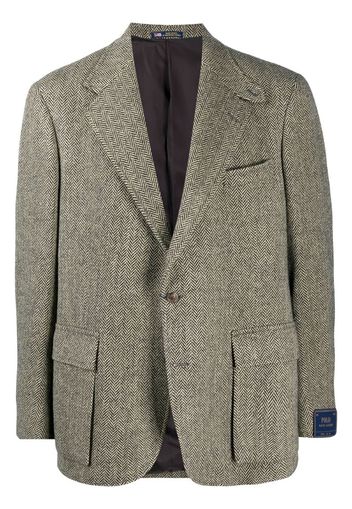 herringbone single-breasted blazer