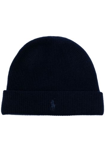 Polo Ralph Lauren Polo logo-embroidered ribbed beanie hat - Blu