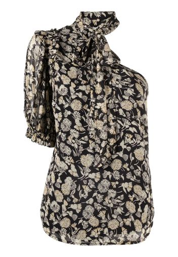 Polo Ralph Lauren floral-print one-shoulder blouse - Nero