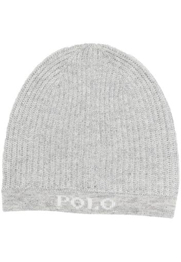 Polo Ralph Lauren logo-intarsia rib-knit beanie - Grigio