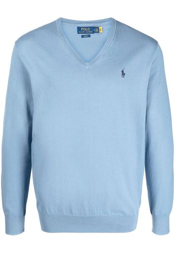 Polo Ralph Lauren logo-embroidered V-neck jumper - Blu