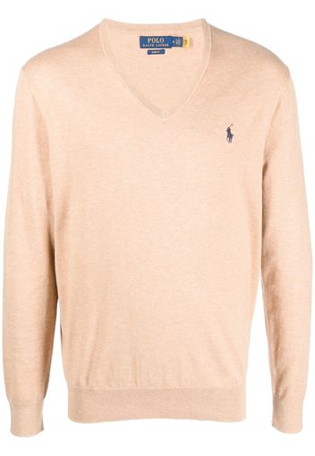 Polo Ralph Lauren logo-embroidered knitted sweater - Marrone