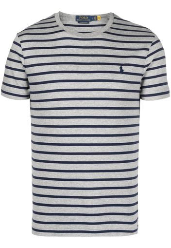 Polo Ralph Lauren logo-embroidered striped T-shirt - Grigio