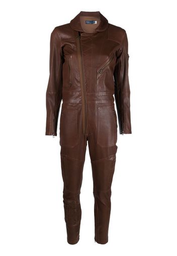 Polo Ralph Lauren slim-fit lambskin jumpsuit - Marrone