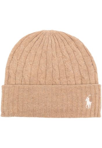 Polo Ralph Lauren embroidered-logo cable-knit beanie - Toni neutri