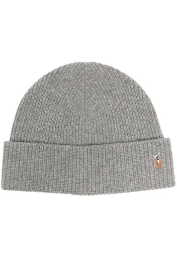 Polo Ralph Lauren ribbed knit embroidered-logo hat - Grigio