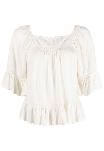 Polo Ralph Lauren lace-trim linen blouse - Bianco