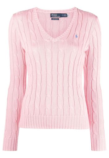 Polo Ralph Lauren embroidered-logo cable-knit jumper - Rosa