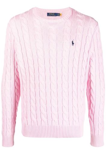 Polo Ralph Lauren embroidered-logo cable-knit jumper - Rosa