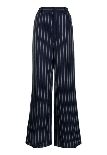 Polo Ralph Lauren pinstriped wide-leg linen trousers - Blu