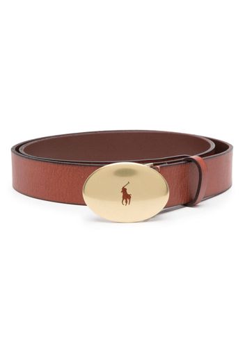 Polo Ralph Lauren logo-plaque leather belt - Marrone