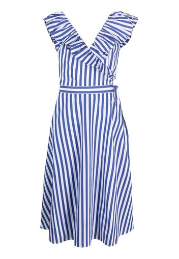 Polo Ralph Lauren striped ruffled-trim cotton dress - Blu