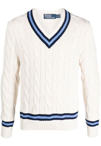 Polo Ralph Lauren striped-border cable-knit jumper - Toni neutri