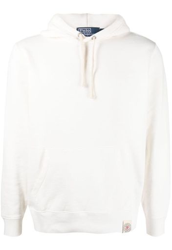 Polo Ralph Lauren logo-patch cotton-blend hoodie - Bianco