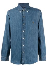 button-down logo denim shirt