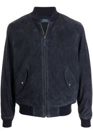 Polo Ralph Lauren embroidered-logo suede bomber jacket - Blu