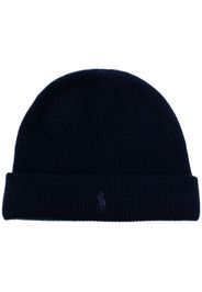 Polo Ralph Lauren Polo logo-embroidered ribbed beanie hat - Blu