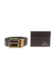 Polo Ralph Lauren foil-logo card holder belt gift set - Marrone