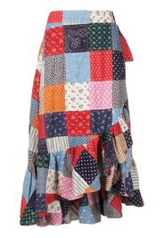 Polo Ralph Lauren patchwork-design cotton midi skirt - Blu