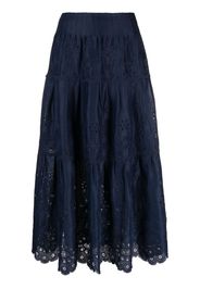 Polo Ralph Lauren eyelet-embroidered tiered midi skirt - Blu
