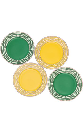 pols potten POLS SET OF 4 CHESS PRINT SIDE PLATES - Giallo