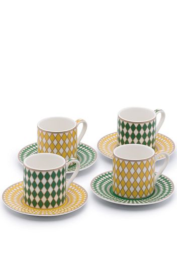 pols potten POLS SET OF 4 CHESS PRINT ESPRESSO SET - Giallo