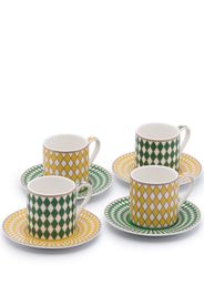 pols potten POLS SET OF 4 CHESS PRINT ESPRESSO SET - Giallo