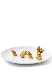 POLSPOTTEN Piatto Dragon in porcellana decorativa (40cm) - Bianco
