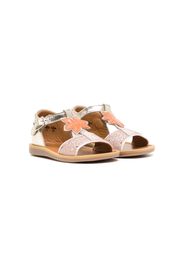 Pom D'api floral-appliqué metallic-effect sandals - Rosa