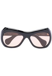 Port Tanger Soledad oval sunglasses - BLACK WITH AMBER LENS