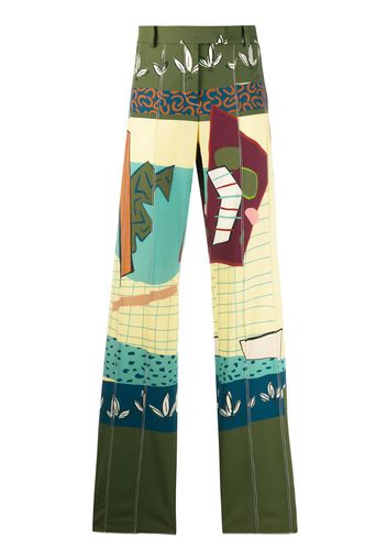 Pantaloni taglio straight patchwork