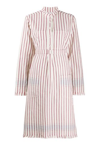 stripe-print belted shirt dress