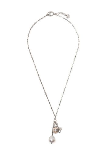 Ports 1961 pearl logo charm necklace - Argento