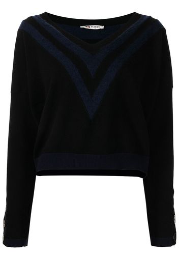 Ports 1961 Maglione con motivo chevron - Black and Blue